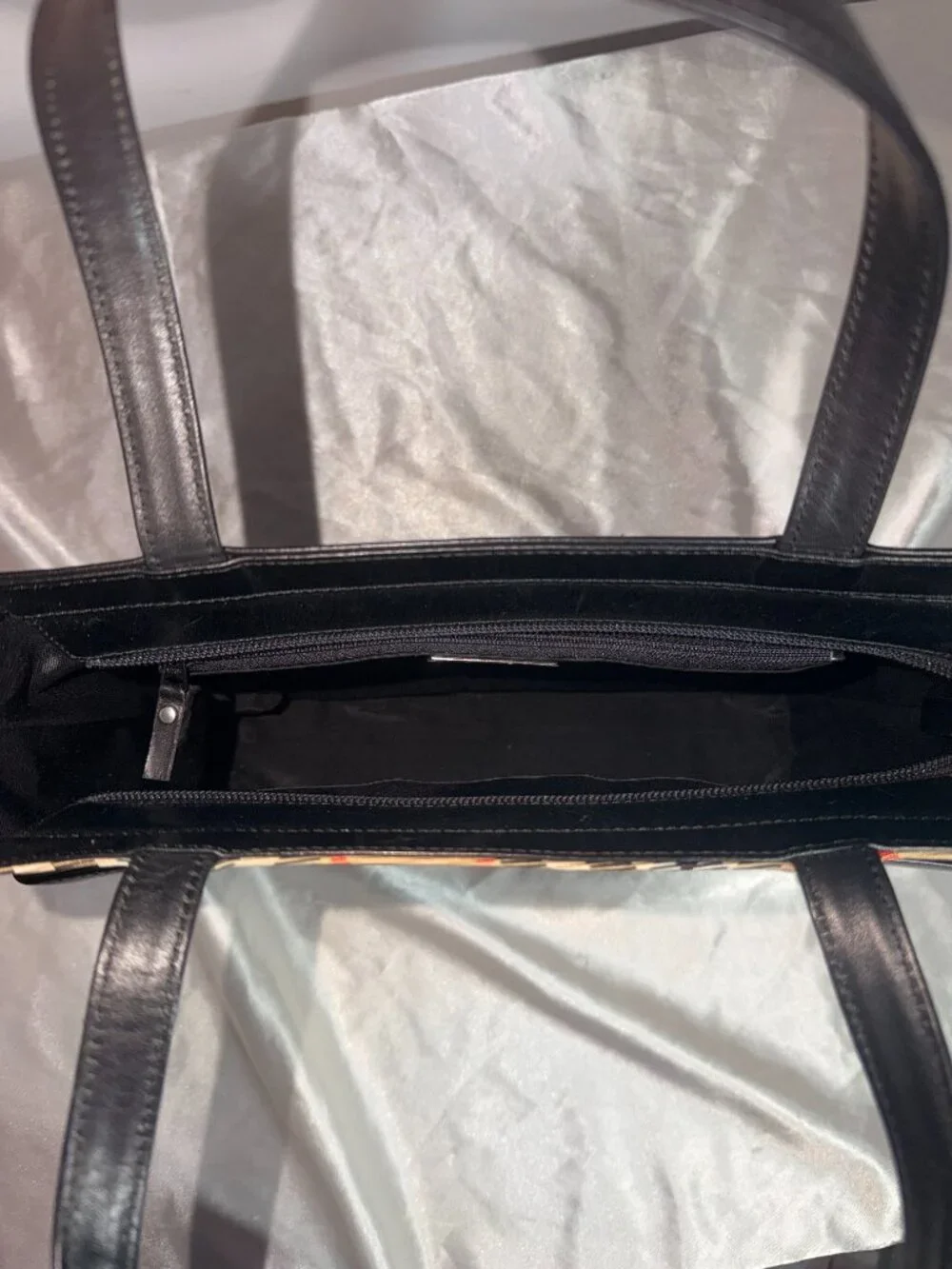 Burberry Black Leather Mini Tote Bag with Nova Check Trim
